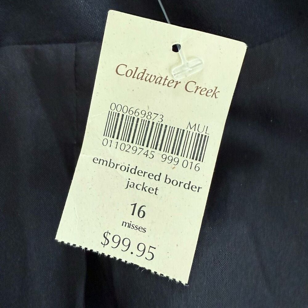 NWT Coldwater Creek Black Brown Embroidered Jacket $100 16 - Picture 7 of 9
